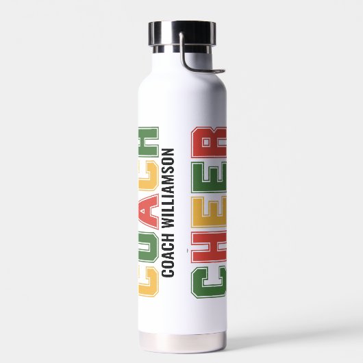 応援コーチパーソナライズされたチアリーティング ウォーターボトル (左面)