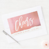 応援コーラルウォーター色ミニワインシャンパンラベル 長方形シール (封筒)