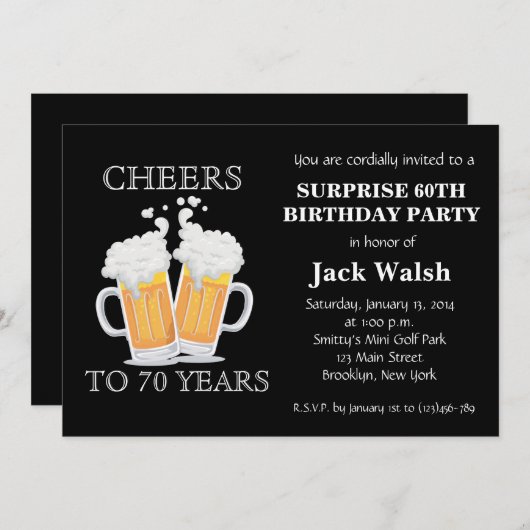 応援サプライズ70バースデーパーティ招待状 招待状 (正面/裏面)