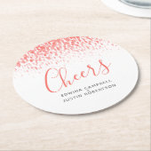 応援サンゴモダンオレンジアートウォーターカラダブ ラウンドペーパーコースター (アングル)