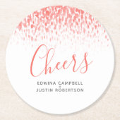 応援サンゴモダンオレンジアートウォーターカラダブ ラウンドペーパーコースター (正面)