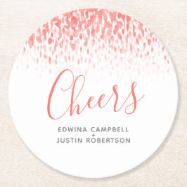 応援サンゴモダンオレンジアートウォーターカラダブ ラウンドペーパーコースター