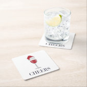 応援サンタハットワインホリデーパーティー スクエアペーパーコースター (インサイチュ)