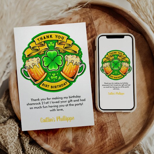 応援サンパトリックの日シャムロック21歳の誕生日 サンキューカード