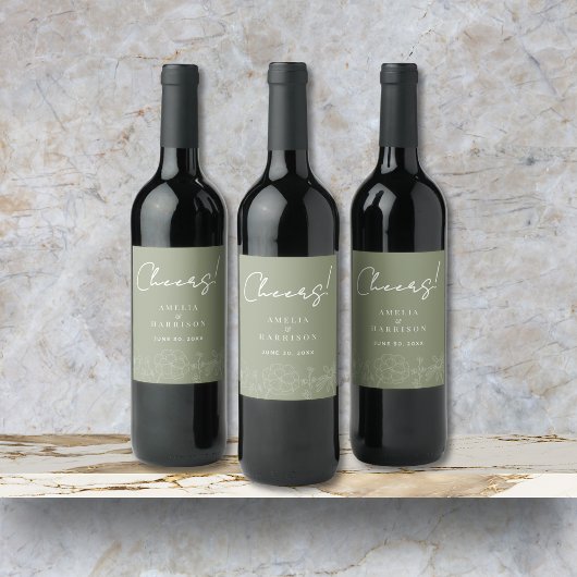 応援サージグリーンエレガントフローラ結婚ズ ワインラベル