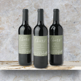 応援サージグリーンエレガントフローラ結婚ズ ワインラベル