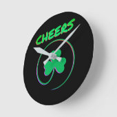 応援シャムロッククローバーアイルランドアイルランド ラウンド壁時計 (傾斜)