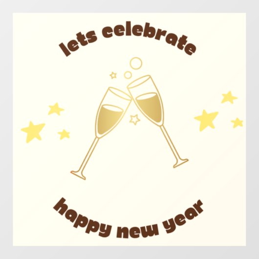 応援シャンパングラス新年のメッセージ ウィンドウサイン (シート)