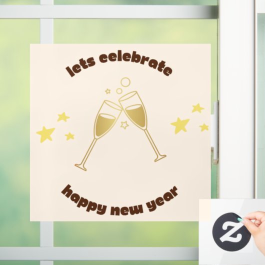 応援シャンパングラス新年のメッセージ ウィンドウサイン (ホーム)