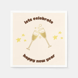 応援シャンパングラス新年のメッセージ スタンダードカクテルナプキン
