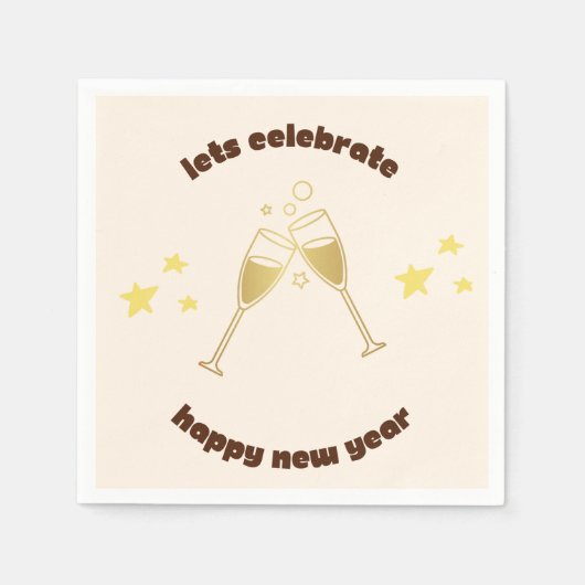 応援シャンパングラス新年のメッセージ スタンダードカクテルナプキン (正面)