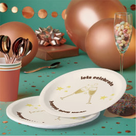 応援シャンパングラス新年のメッセージ ペーパープレート