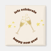 応援シャンパングラス新年のメッセージ マグネット (正面)