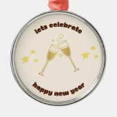 応援シャンパングラス新年のメッセージ メタルオーナメント (正面)