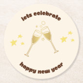 応援シャンパングラス新年のメッセージ ラウンドペーパーコースター (正面)