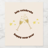 応援シャンパングラス新年のメッセージ ワインラベル (シングルラベル)