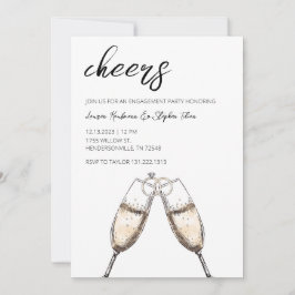 応援シャンパン婚約パーティ招待状 招待状