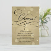 応援シャンパン金ゴールドホリデーお祝い 招待状 (スタンド正面)