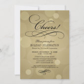 応援シャンパン金ゴールド企業のホリデーパーティー 招待状 (正面)