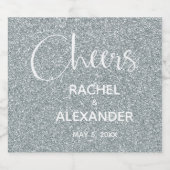 応援シルバーグリッター結婚のワきらめくインラベル スパークリングワインラベル (シングルラベル)