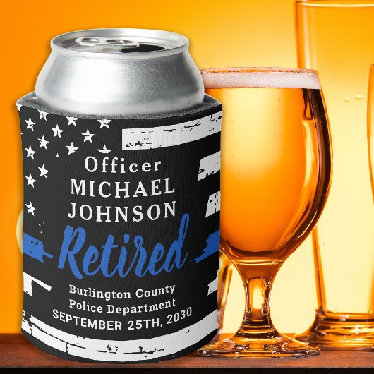 応援シンブルーラインフラッグ警察の退職 缶クーラー