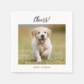 応援シンプルかわいい犬の写真おもしろいモダン結婚ズ スタンダードカクテルナプキン (正面)