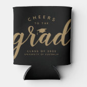 応援シンプルズトゥグラッドブラック金ゴールドクーラーボックス 缶クーラー (正面)