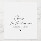 応援シンプルミニマルな「愛への愛」スクリプト ワインラベル (シングルラベル)