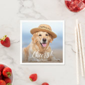 応援シンプルモダンカスタムフォトペットドッグ結婚ズ スタンダードカクテルナプキン (インサイチュ)