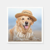 応援シンプルモダンカスタムフォトペットドッグ結婚ズ スタンダードカクテルナプキン (正面)