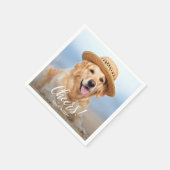応援シンプルモダンカスタムフォトペットドッグ結婚ズ スタンダードカクテルナプキン (角)