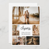 応援シンプル手書き婚約したカップル写真 シーズンカード (正面/裏面)