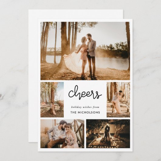 応援シンプル手書き婚約したカップル写真 シーズンカード (正面/裏面)