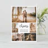 応援シンプル手書き婚約したカップル写真 シーズンカード (スタンド正面)