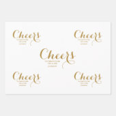 応援スクリプトカラーピンク金ゴールドグレー結婚ズ ラッピングペーパーシート (正面)