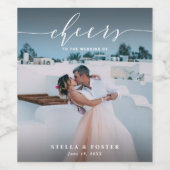 応援スタイリッシュホワイトスクリプトの結婚写真 ワインラベル (シングルラベル)