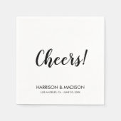 応援スタイリッシュ黒スモダンクリッ結婚ク スタンダードカクテルナプキン (正面)