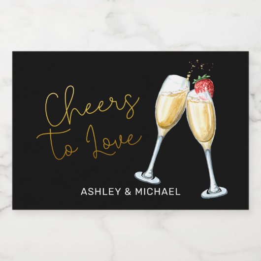 応援ストロベリーワインきらめくグラスMを愛する スパークリングワインラベル (シングルラベル)