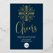 応援スノーフレークビジネスグリーティングネイビーブルー金ゴールド 箔シーズンカード (正面)