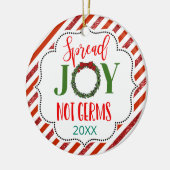 応援スプレッドjoy not germs 2020 covid19メモリ セラミックオーナメント (左)