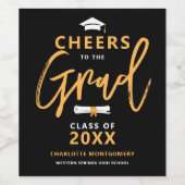 応援ズザグラッドブラックカスタム卒業党 ワインラベル (シングルラベル)