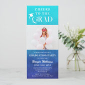 応援ズトゥザグラードトレンディーモダンフォトブルー 招待状 (スタンド正面)