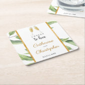 応援ズトゥラブシャンパングリーンリー スクエアペーパーコースター (アングル)