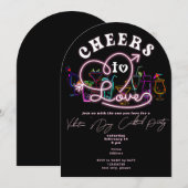 応援ズトゥラブブラックレトロカクテルヴァレンティネス 招待状 (正面/裏面)