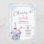 応援ズトゥラブブルーチノイスリーワインブライダルシャワー 招待状 (正面/裏面)