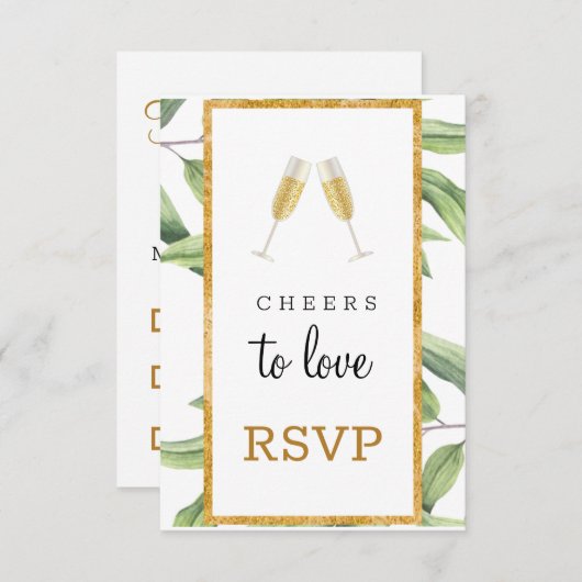 応援ズトゥラブボタニカルブライダルシャワーRSVP エンクロージャーカード (正面/裏面)
