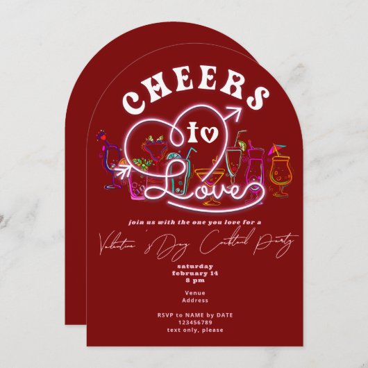 応援ズトゥラブレッドレトロカクテルヴァレンティネス 招待状 (正面/裏面)