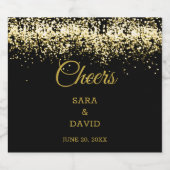 応援ズブラック&金ゴールド高級きらめくワインラベル スパークリングワインラベル (シングルラベル)