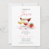 応援ズラブウォーターカラーカクテルブライダルシャワー 招待状 (正面)