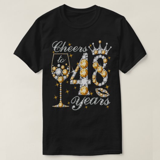 応援ズ～48歳ハッピー48誕生日クイーンD Tシャツ (デザイン正面)